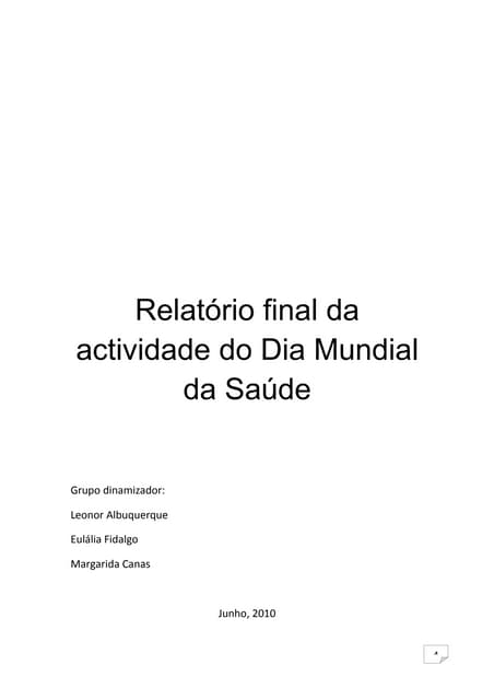 Relatório da actividade do Dia Mundial da Saúde