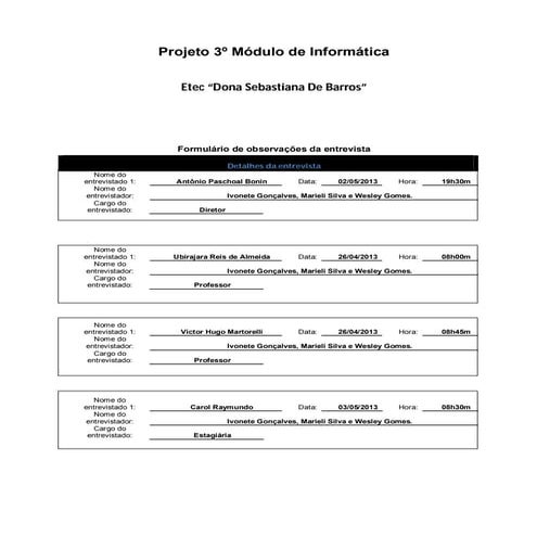 Relatório da entrevista   dsii e ap