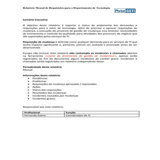 Relatório de gerenciamento de mudanças