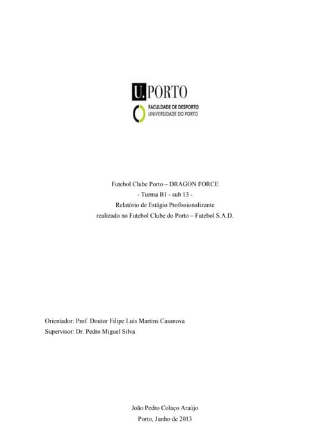 Relatório de Estágio no Futebol Clu...