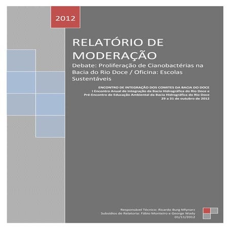 Relatório pré encontro de educação ambiental