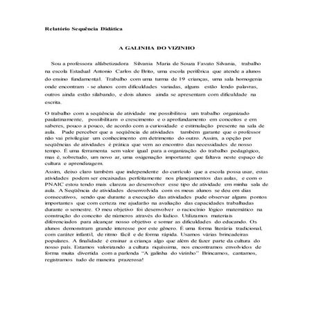 Relatório sequência didática   silvania