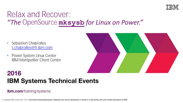 "Relax and Recover", an Open Source mksysb for Linux on Power