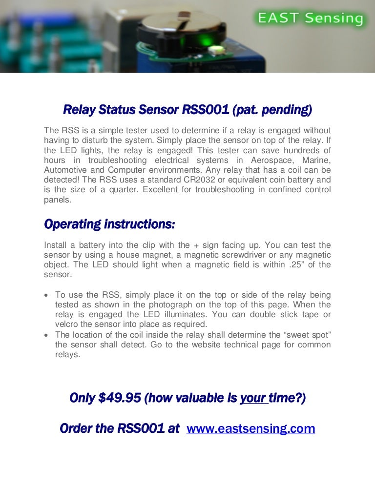 Relay Status Sensor Product Sheet