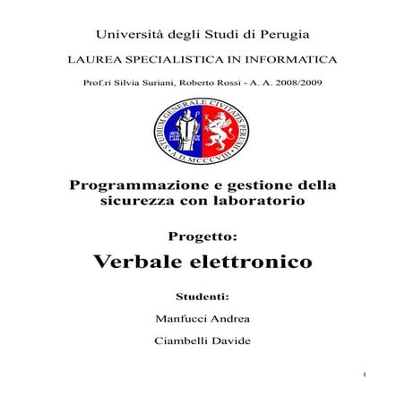 Programmazione e gestione della sicurezza: Verbale elettronico