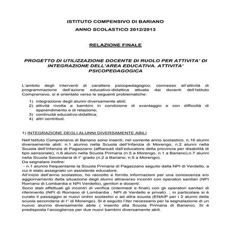Relazione finale prog. psicopedagogista 2012 2013