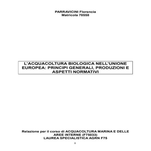 Relazione acquacoltura