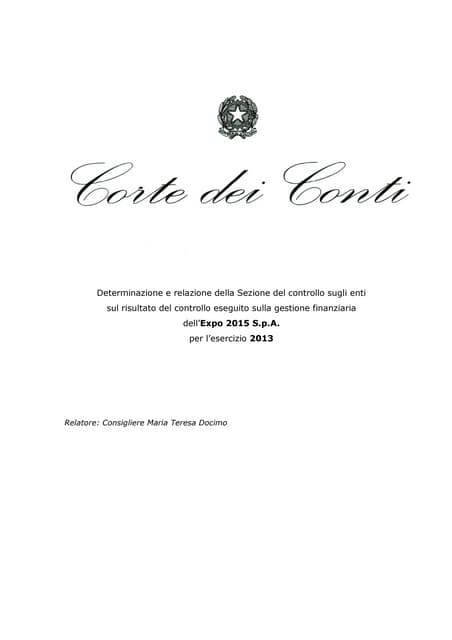 Relazione Corte dei Conti gestione finanziaria Expo 2015 ...