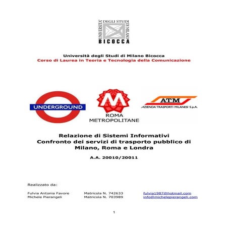 Relazione sistemi informativi a confronto