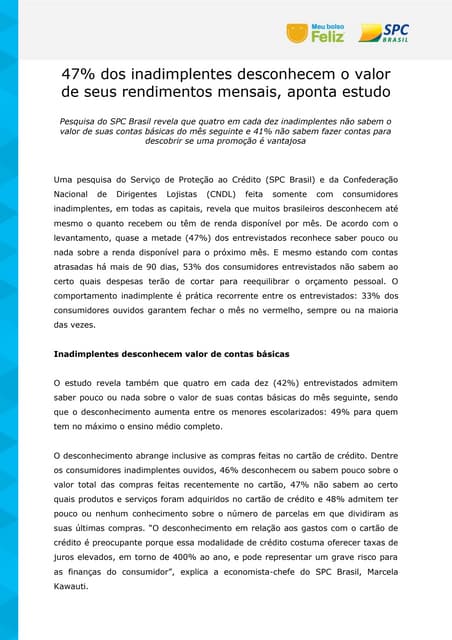 47% dos inadimplentes desconhecem o...