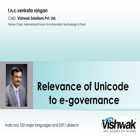 Relevance of Unicode to e governance