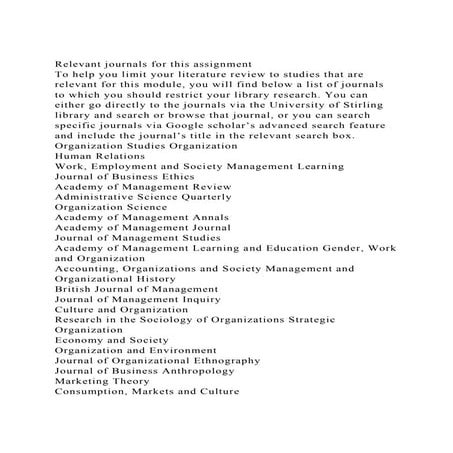 Relevant journals for this assignment To help you limit your lit.docx
