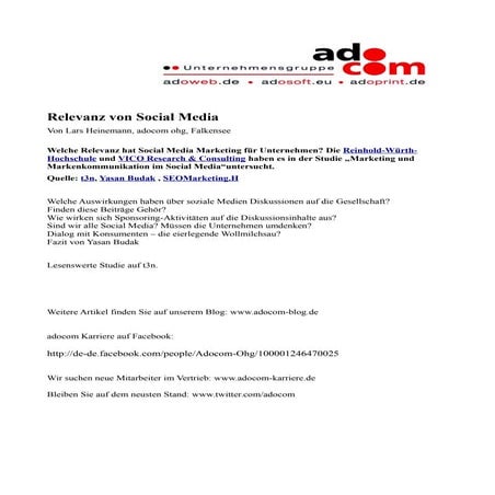 Relevanz von Social Media