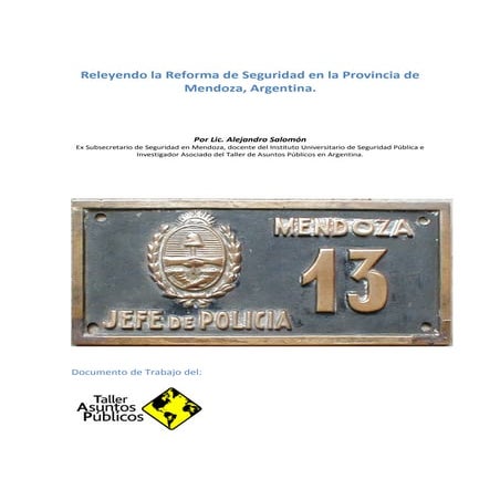 Releyendo  la reforma de seguridad en la provincia de mendoza