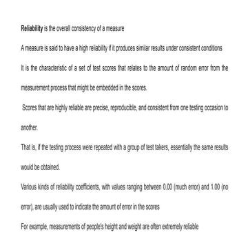 A ppt note on reliability, which forms a key part in quality management