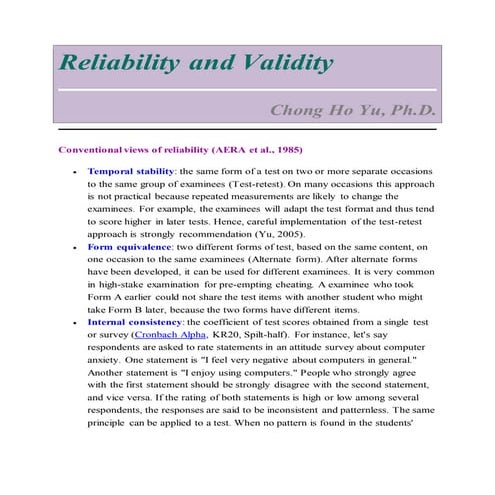 Reliability and validity
