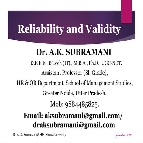 Reliability and Validity.pptx THSIS IS ERESEARCH BASE D TOPIC