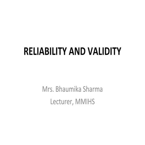 Reliability and validity1