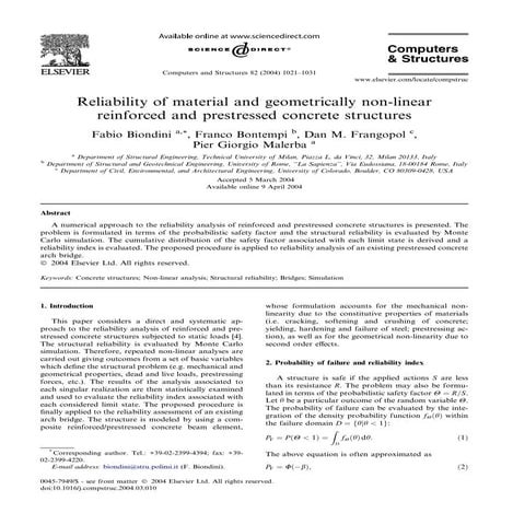 Reliability of material and geometrically non-linear reinforced and prestress...