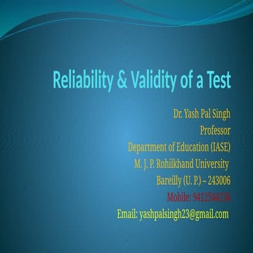 Reliability&Validity in the research design
