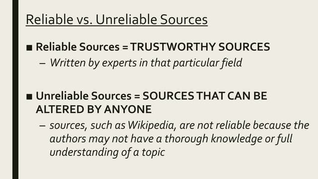 Reliable and Unreliable Sources 