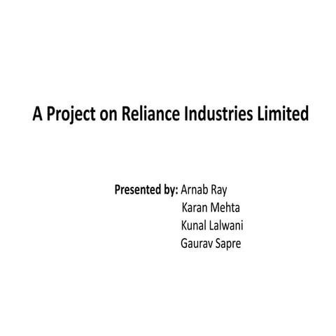 Reliance industries Marketing analysis  Project 