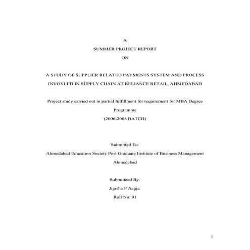 Reliance retail limited ; jigisha