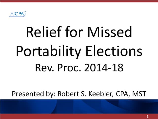 Relief for Missed Portability Elect...