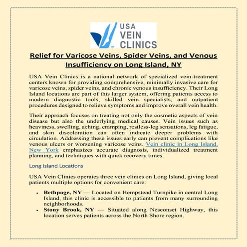 Curated visual reference: Visual Reference: Why Thousands Trust Usa Vein Clinics For Relief From Varicose