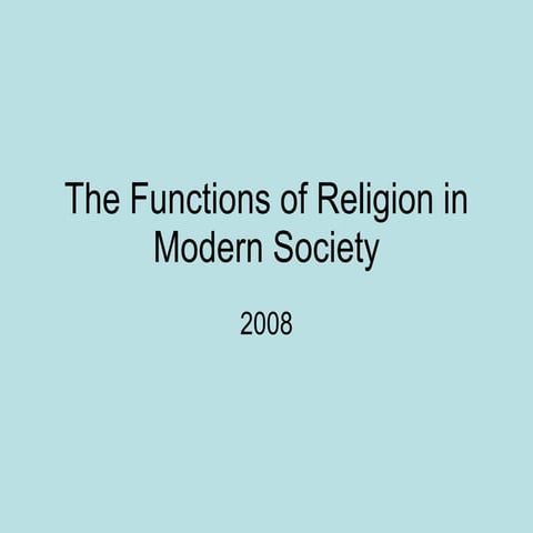 Religion In The Modern World
