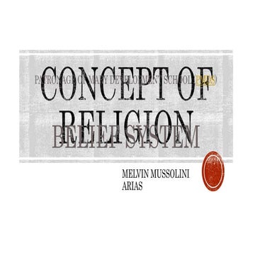 Religion - Lesson 1: Concept of Religon and Belief System