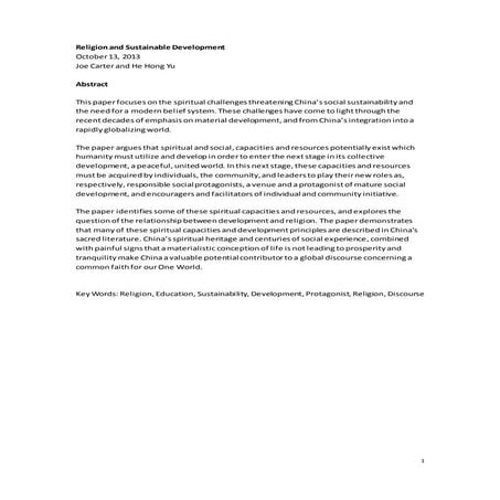 Religion and Sustainable Development in China