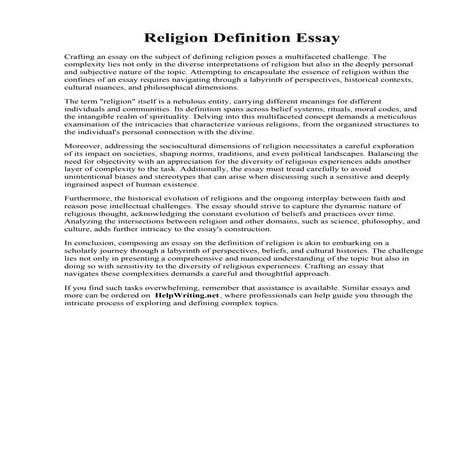 Religion Definition Essay