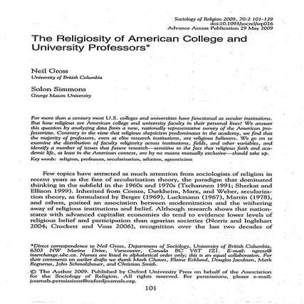 Religion, Empirical Article