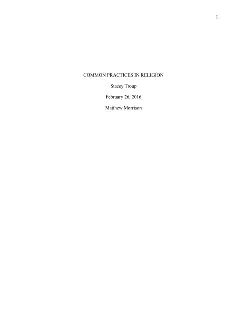 Common Practices in Religion