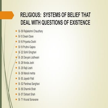 Religious systems of belief that deal with questions