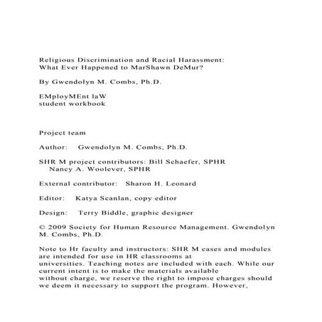 Religious Discrimination and Racial Harassment What Ever Ha.docx