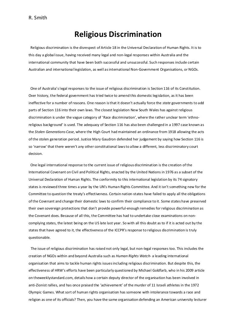 Effectiveness of Legal & NonLegal Responses to Religious Discriminat…