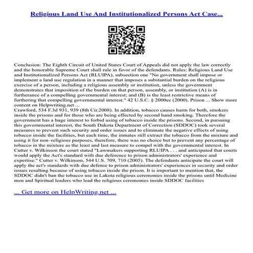 Religious Land Use And Institutionalized Persons Act – MLLOWV