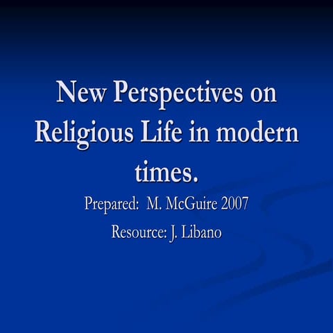 Religious life youth modern times | PPT