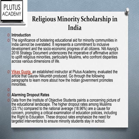 Religious Minority Scholarship in India -Current Affairs Plutus Academy.pptx