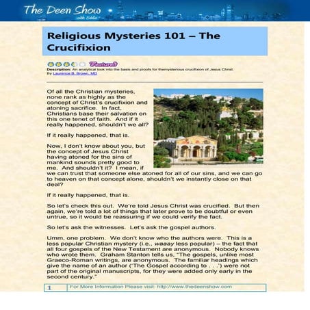 Religious mysteries 101 - the crucifixion