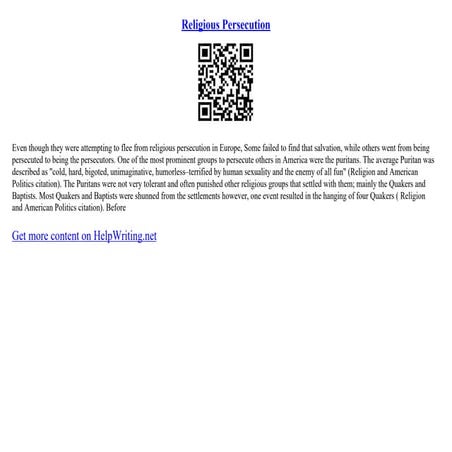 Religious Persecution