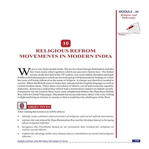 Religious refrom movements in modern india