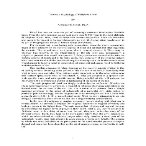 Toward a Psychology of Religious Ritual