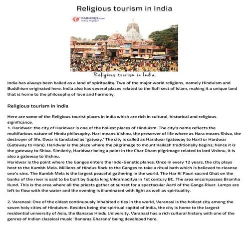 Religious tourism in india