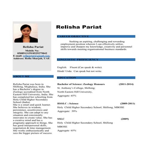 Relisha pariat cv