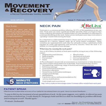Movement & Recovery, Feb 2018 - a ReLiva Physiotherapy Newsletter
