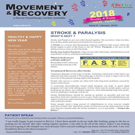 Movement & Recovery, January 2018; a ReLiva Physiotherapy Newsletter