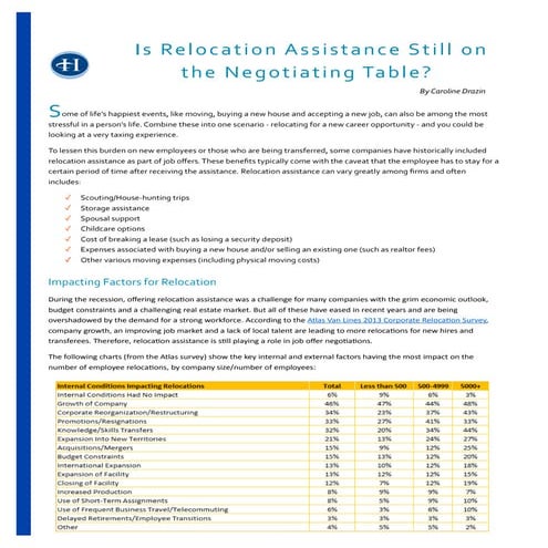 Is Relocation Assistance Still on the Negotiating Table